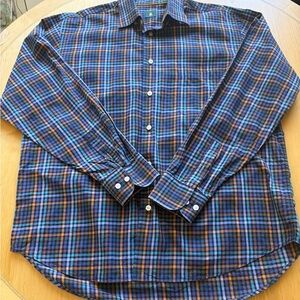 Robert Talbott Plaid Button Down Shirt Men’s Size Large Blue Green Orange